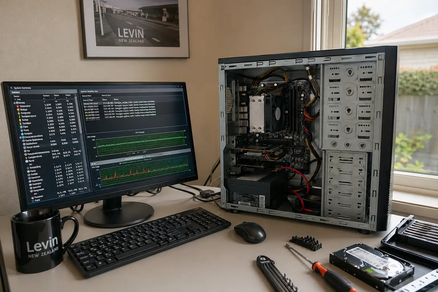 Diagnosing and repairing a faulty computer at a property in Levin