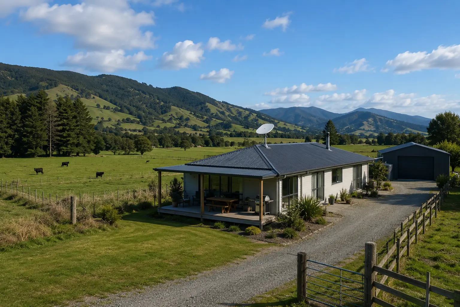 Rural satellite internet installation at a Horowhenua property