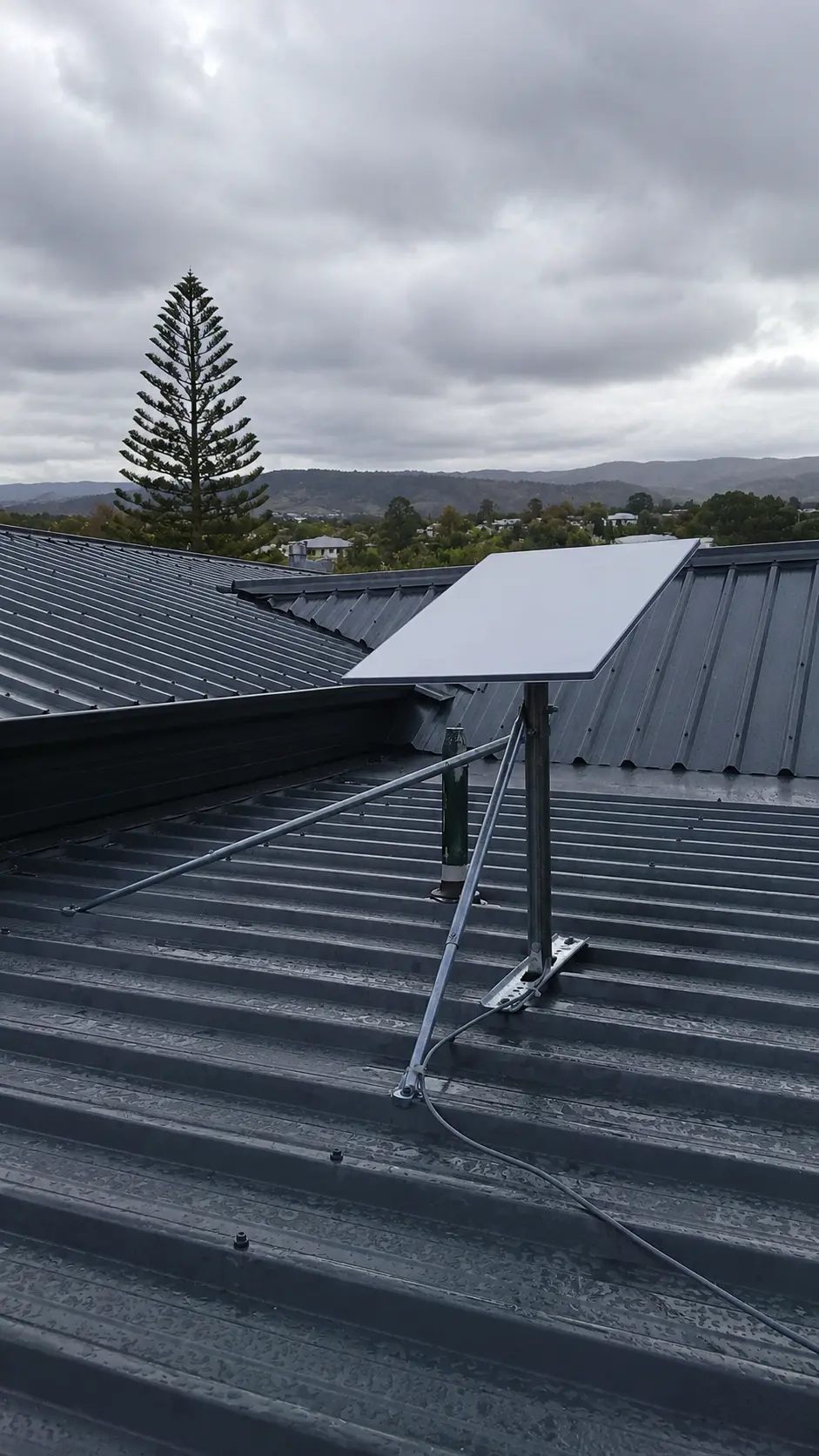 Starlink dish being aligned at a rural Te Horo property